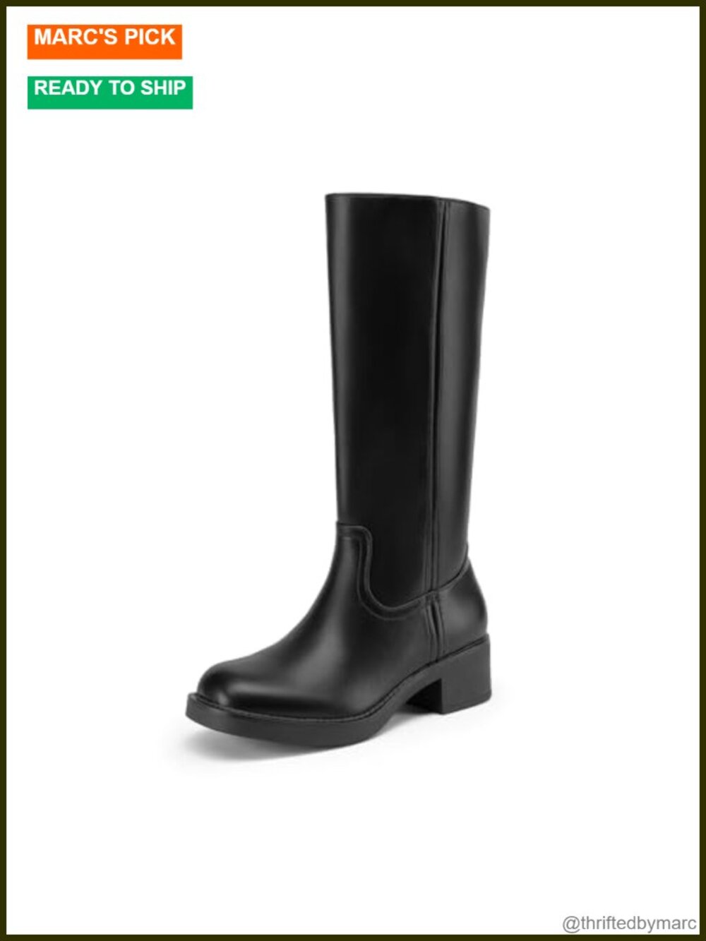 Women's Square Toe Platform Chunky Block Heel Knee High Riding Boots